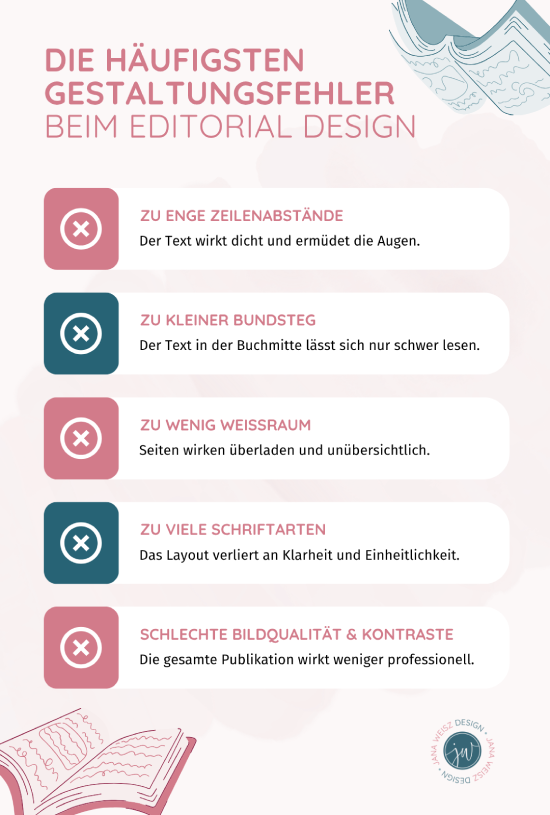 Übersicht über die häufigsten Gestaltungsfehler beim Editorial Design und worauf man bei der Buchgestaltung achten sollte